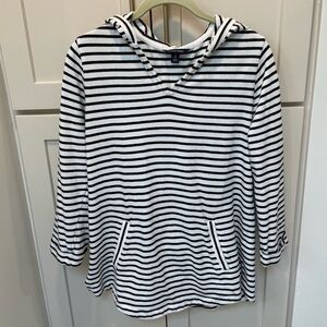Lands End Striped Hooded Pullover